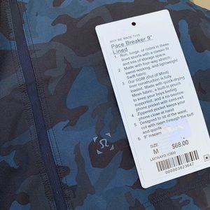 Lululemon Pace Breaker 9” Lined Camo Shorts